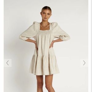 DISSH AFTERGLOW NATURAL LINEN MINI DRESS - 6 / NATURAL